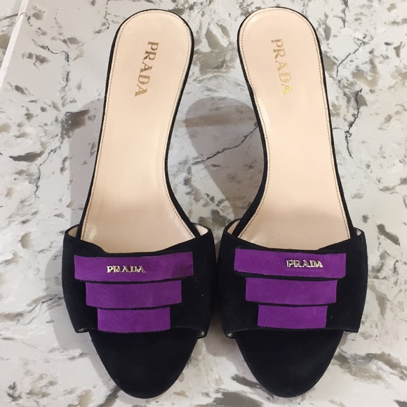 Prada Shoes - black and purple vintage Prada kitten heels